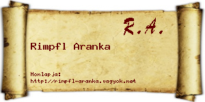 Rimpfl Aranka névjegykártya